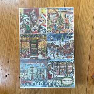 Festive Christmas Advent Calendar Puzzle Box - Holiday Scenes